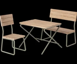 Maileg Miniature havesæt - Bord med stol og bænk Best